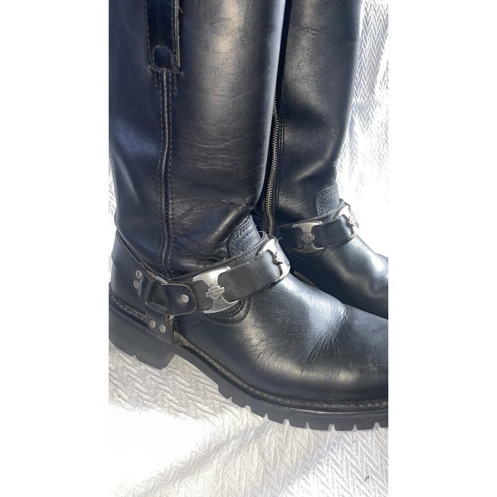 HARLEY DAVIDSON BLACK LEATHER RIDING BOOTS MEN'S 10.5 - Picture 4 of 13